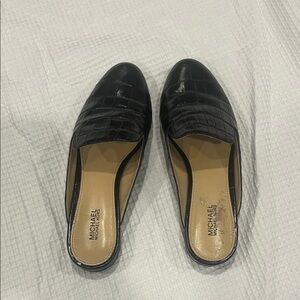 Michael Kors Black Croc-Embossed Loafers